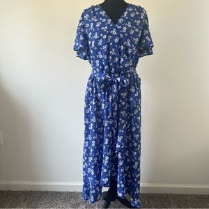 Lane Bryant Blue and White Floral Maxi Dress